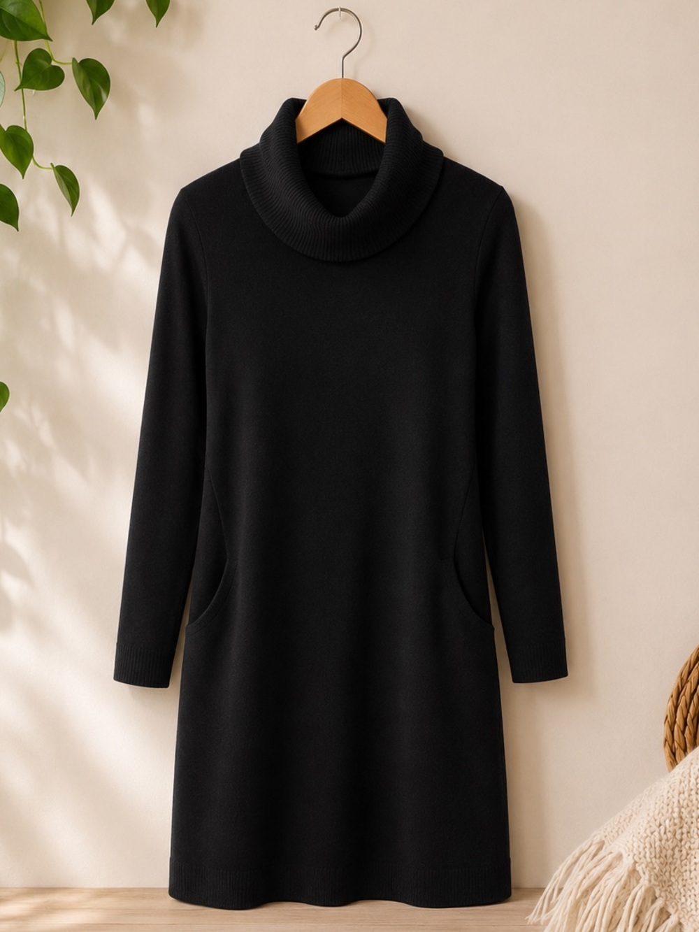 J. Jill Black Cowl Neck Midi Dress
